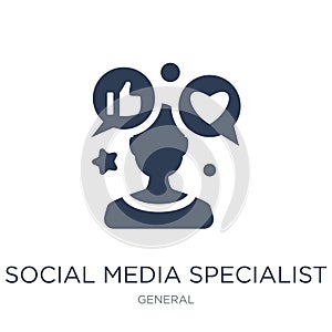 social media specialist icon. Trendy flat vector social media sp