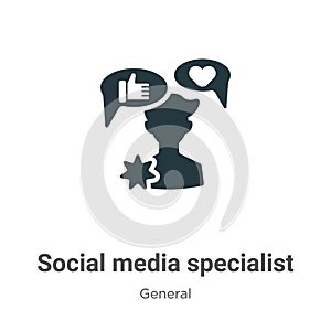 Social media specialist vector icon on white background. Flat vector social media specialist icon symbol sign from modern general