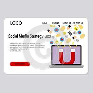 Social media strategy landing page, modern business service concept photo