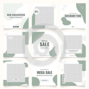 Social media template banner fashion sale promotion. fully editable instagram and facebook square post frame puzzle organic sale