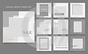 Social media template banner fashion sale promotion. fully editable instagram and facebook square post frame puzzle organic sale