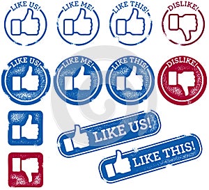 Social Media Thumbs Up and Like Stamps