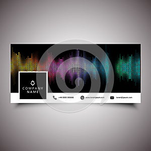 Social media timeline cover with sound waves design