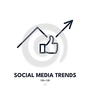 Social Media Trends Icon. Trending, Promotion, Popularity. Editable Stroke. Vector Icon