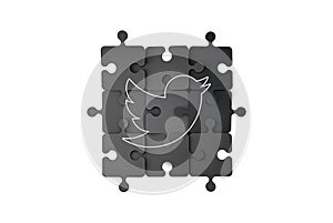 Social Media Twitter Icon on Puzzle Pieces