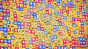 Social media unique design emojis and likes 3D render