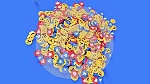 Social media unique design emojis and likes 3D render