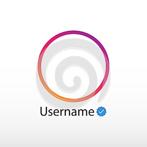 Social media user icon. Avatar user with gradient. With a sign confirming the authenticity of the user.Template avatar.