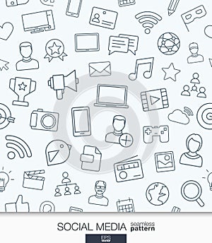 Social Media wallpaper. Network communication seamless pattern.