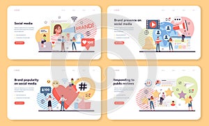 Social media web banner or landing page set. Internet communication