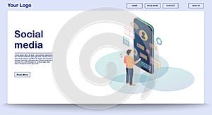 Social media webpage vector template