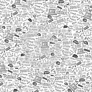 Social Media Word,Icon pattern,background.Doodle