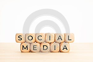 Social Media words on wooden block shape