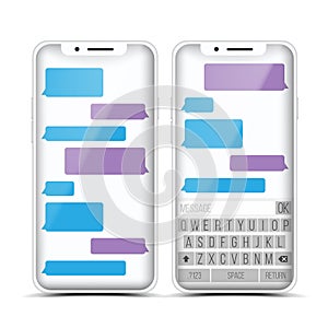 Messenger Vector. Speech Bubbles. Phone Chat Interface. Realistic Smartphone. Communication Concept. Isolated