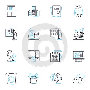 Social nerk linear icons set. Facebook, Twitter, Instagram, LinkedIn, Snapchat, TikTok, WhatsApp line vector and concept photo