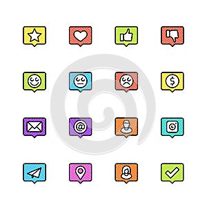 Social net notifications icon set photo