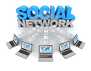 Social network 3d concept illustration