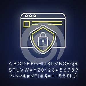Social network account security neon light icon