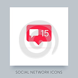 Social network app icon. UX UI design tooltip element. Instagram notification vector icon.