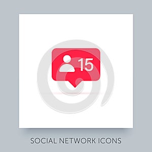 Social network app icon. UX UI design tooltip element. Instagram notification vector icon.