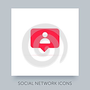 Social network app icon. UX UI design tooltip element. Instagram notification vector icon.