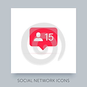 Social network app icon. UX UI design tooltip element. Instagram notification vector icon.