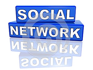 Social network - blue boxes with reflection