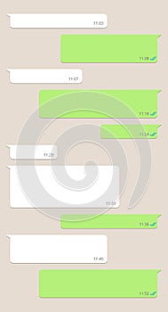 Social network chatting window, Template message bubbles chat, Messenger screen with conversation box. Vector photo