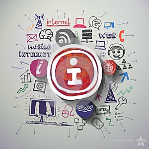 Social network collage with icons background