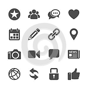 Social network communication icon set, vector eps10