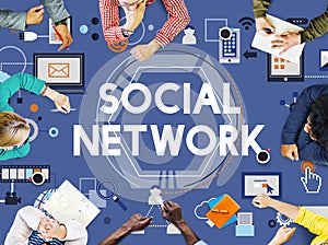 Social Network Communication Media Technology Concept