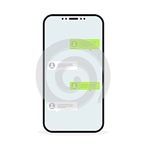Social network concept. Chat messages notification in smartphone. Vector illustration