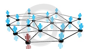 Social network concept with connected persons