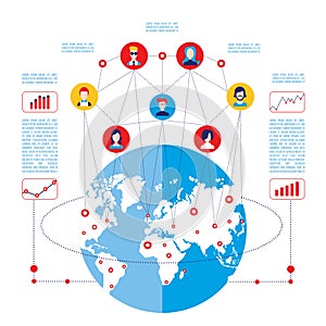 Social network concept Global communication infographic elements