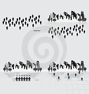 Social Network concept : People cut out of paper, vector illustration.