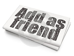 Social network concept: Add as Friend on Blank Newspaper background