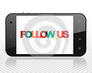 Social network concept: Smartphone with Follow us on display