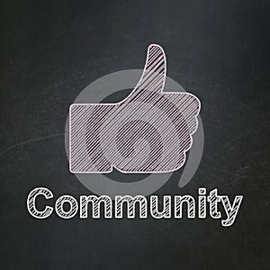 Social network concept: Thumb Up and Community on