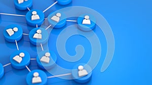 Social network connecting people icon. 3d rendering