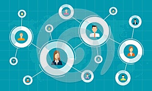 Social network connection for online business background concept