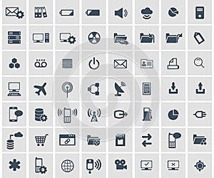 Social network, data analytic, mobile and web application icon set. Flat vector