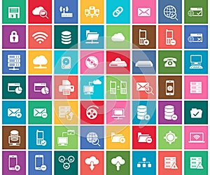 Social network, data analytic, mobile and web application icon set. Flat vector