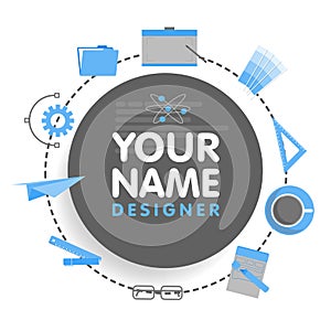 Social network designer avatar. Place for your name. Template of the artist portfolio, banners, announcements, web sites