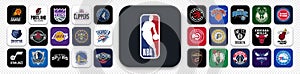Social network embleme icon logo, NBA National Basketball Association, Vector editorial illustration