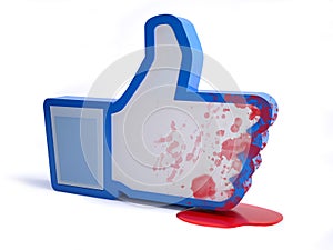 Social network hand icon with blood, online hate concept