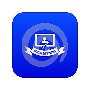 Social network icon blue vector