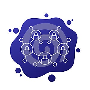 social network icon, connecting people line design