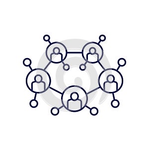 social network icon, connecting people line vector