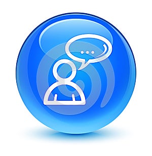 Social network icon glassy cyan blue round button