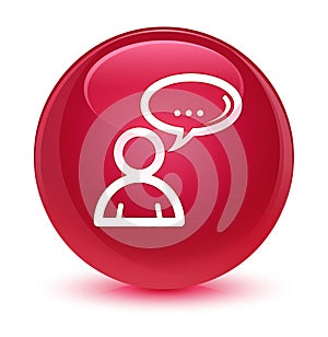 Social network icon glassy pink round button